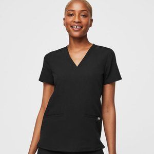 Womens Casma Three- Pocket Scrub Top- Black- Small
